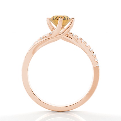Verlobungsring Mit Citrin-Seitenstein In Krappenfassung