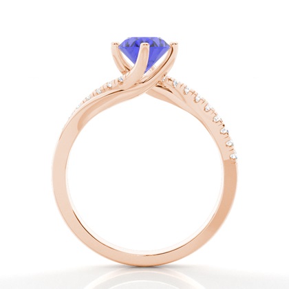 Verlobungsring Mit Tansanit-Seitenstein In Krappenfassung