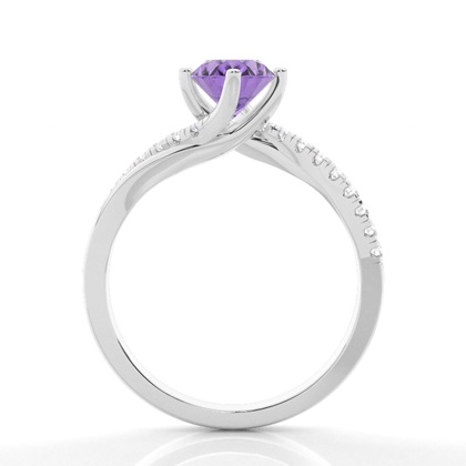 Verlobungsring Mit Amethyst-Seitenstein In Krappenfassung