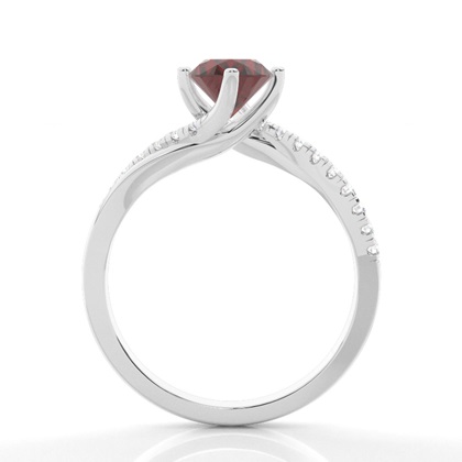 Granat Seitenstein Verlobungsring In Krappenfassung