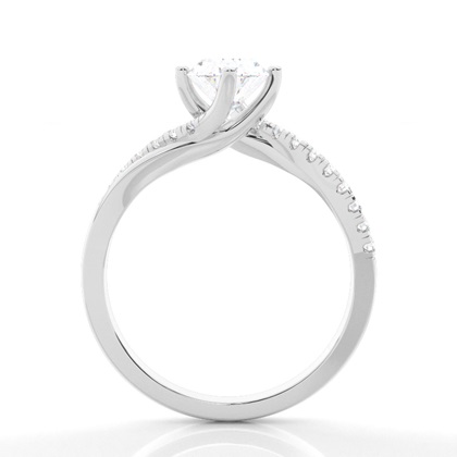 Prong Round Side Stone Moissanit Verlobungsring