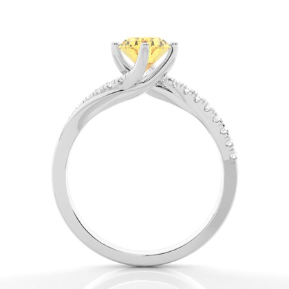 Yellow Diamond Side Stone Engagement Ring