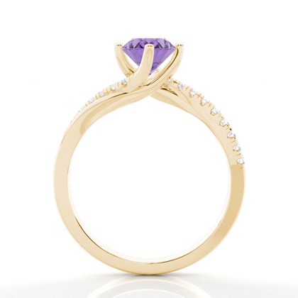 Verlobungsring Mit Amethyst-Seitenstein In Krappenfassung