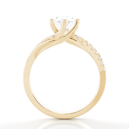 Prong Round Side Stone Moissanit Verlobungsring