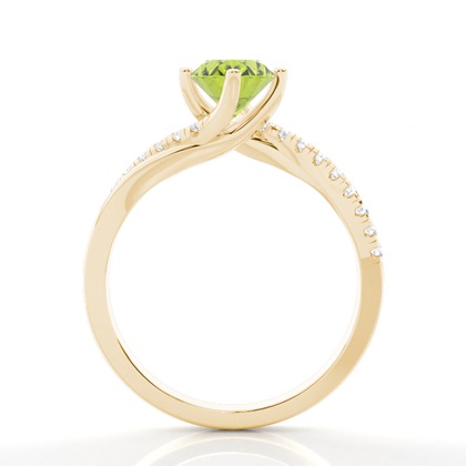 Verlobungsring Mit Peridot-Seitenstein In Krappenfassung