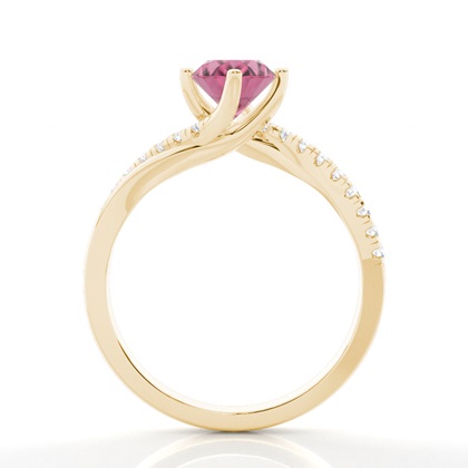 Verlobungsring Mit Rosa Turmalin-Seitenstein In Krappenfassung