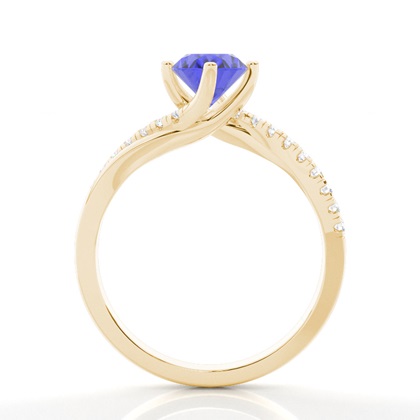 Verlobungsring Mit Tansanit-Seitenstein In Krappenfassung