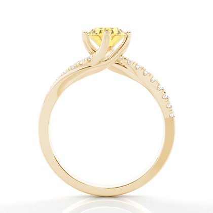 Verlobungsring mit gelbem Diamant und seitlichem Stein