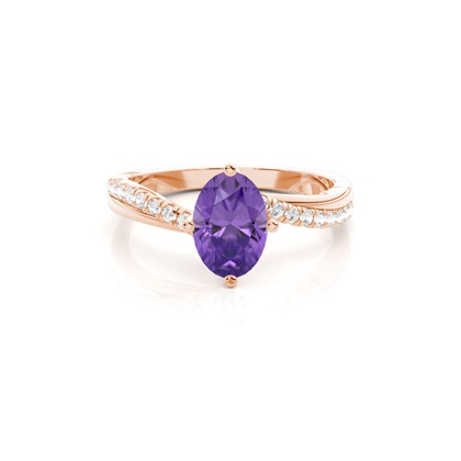 Prong Setting Amethyst Side Stone Engagement Ring