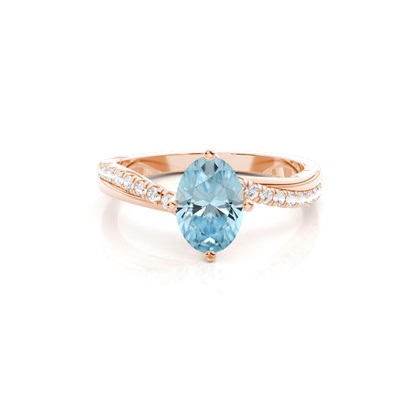Prong Setting Aquamarine Side Stone Engagement Ring