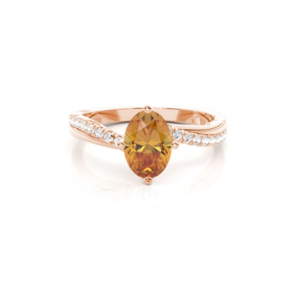 Prong Setting Citrine Side Stone Engagement Ring
