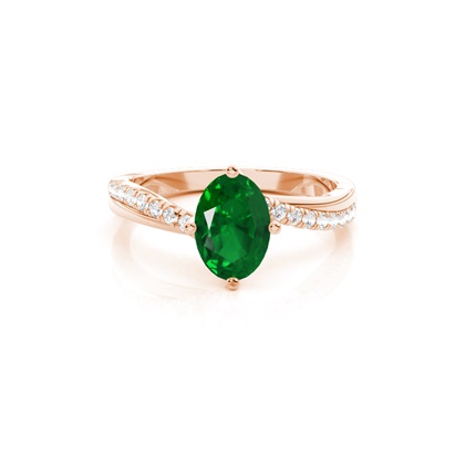 Prong Setting Emerald Side Stone  Engagement Ring