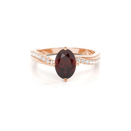 Prong Setting Garnet Side Stone Engagement Ring