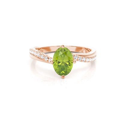 Prong Setting Peridot Side Stone Engagement Ring