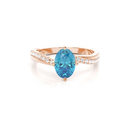 Prong Setting Topaz Side Stone Engagement Ring