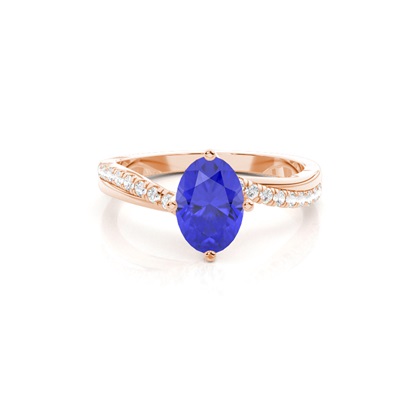 Prong Setting Tanzanite Side Stone Engagement Ring