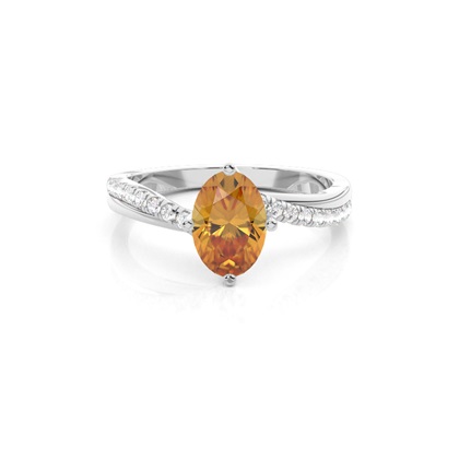 Prong Setting Citrine Side Stone Engagement Ring