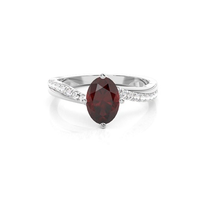 Prong Setting Garnet Side Stone Engagement Ring