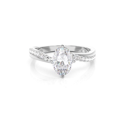 Oval Twisted Diamond Engagement Rings