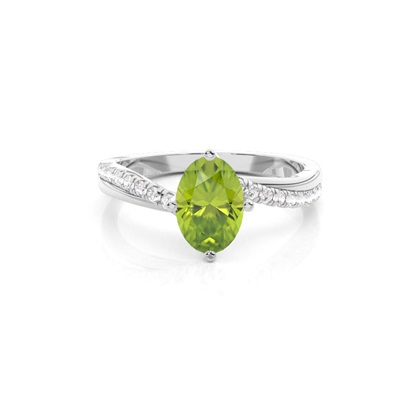 Prong Setting Peridot Side Stone Engagement Ring