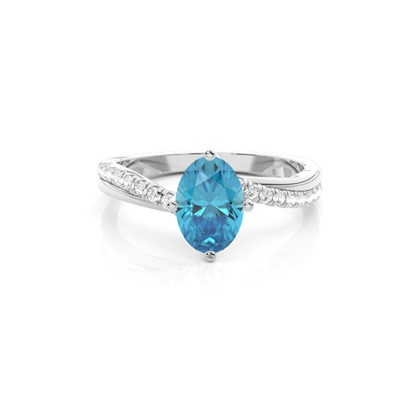 Prong Setting Topaz Side Stone Engagement Ring