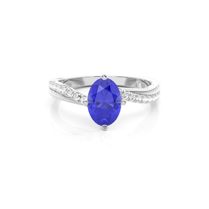 Prong Setting Tanzanite Side Stone Engagement Ring
