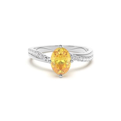 Yellow Diamond Side Stone Engagement Ring