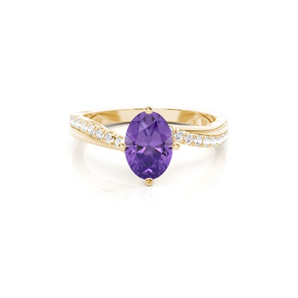 Prong Setting Amethyst Side Stone Engagement Ring