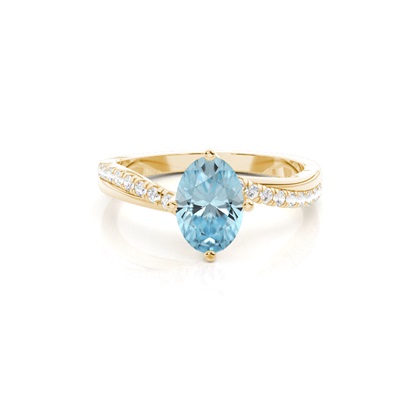 Prong Setting Aquamarine Side Stone Engagement Ring