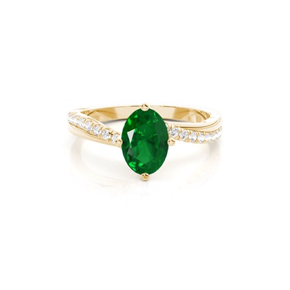 Prong Setting Emerald Side Stone  Engagement Ring