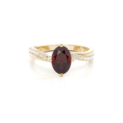 Prong Setting Garnet Side Stone Engagement Ring