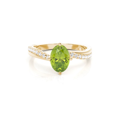 Prong Setting Peridot Side Stone Engagement Ring