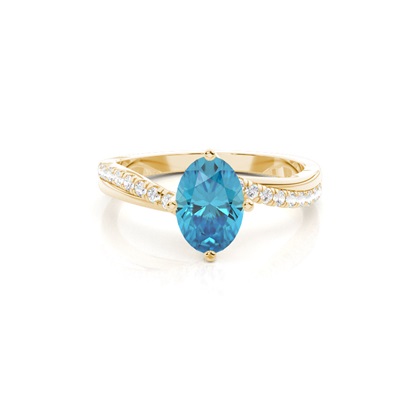 Prong Setting Topaz Side Stone Engagement Ring