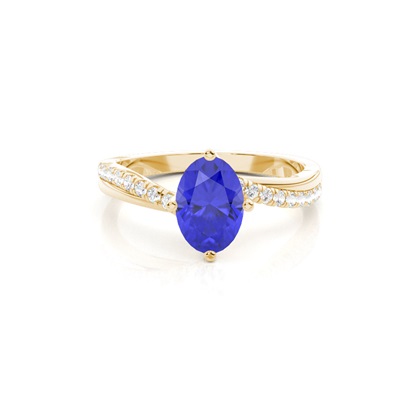 Prong Setting Tanzanite Side Stone Engagement Ring