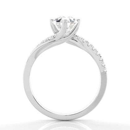 Prong Round Side Stone Diamond Engagement Ring