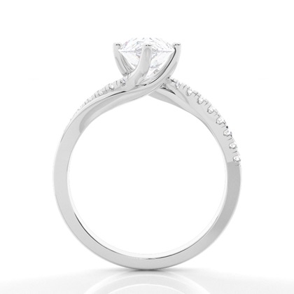 Prong Round Side Stone Moissanit Verlobungsring