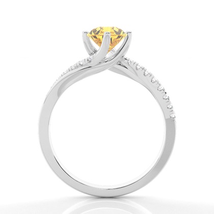Yellow Diamond Side Stone Engagement Ring