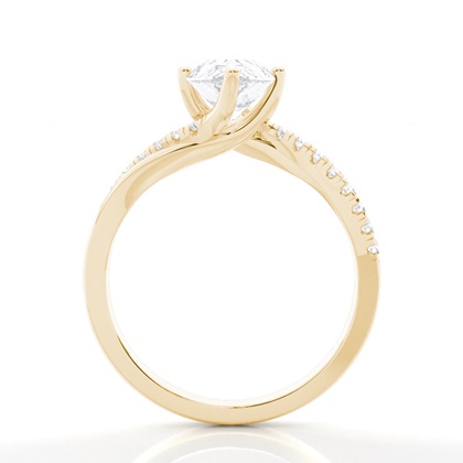 Prong Round Side Stone Moissanit Verlobungsring