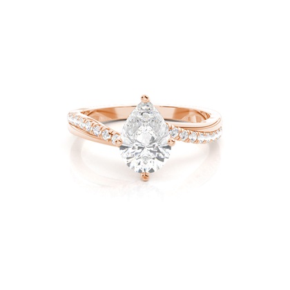 Pear Rose Gold Side Stone Diamond Rings