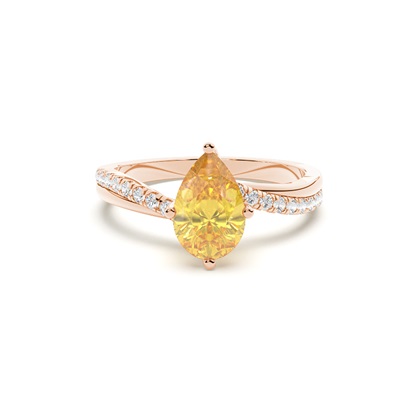 Yellow Diamond Side Stone Engagement Ring