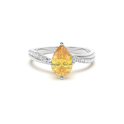 Yellow Diamond Side Stone Engagement Ring