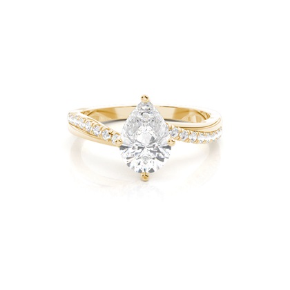 Pear Yellow Gold Side Stone Diamond Rings