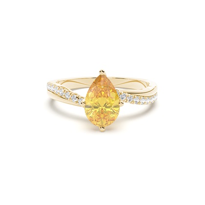 Yellow Diamond Side Stone Engagement Ring