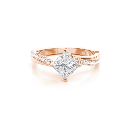 Prong Round Side Stone Moissanite Engagement Ring