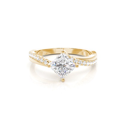 Princess Yellow Gold Side Stone Diamond Rings