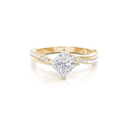 Prong Round Side Stone Moissanite Engagement Ring