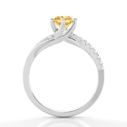 Yellow Diamond Side Stone Engagement Ring