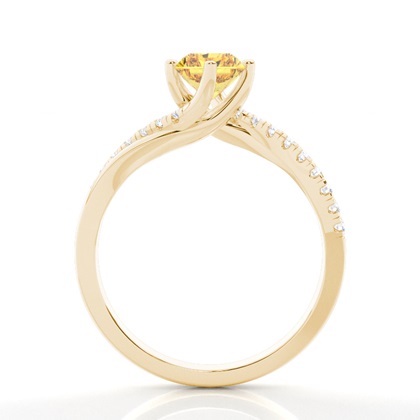 Verlobungsring mit gelbem Diamant und seitlichem Stein