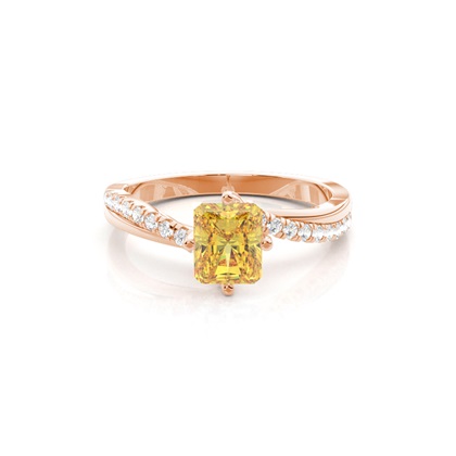 Yellow Diamond Side Stone Engagement Ring