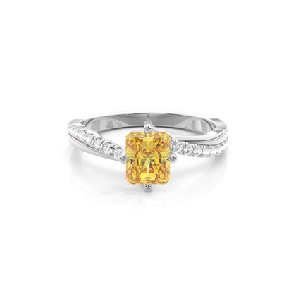 Yellow Diamond Side Stone Engagement Ring